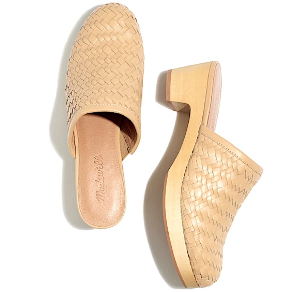 Madewell The Jordyn Clog in Woven Leather shade desert dune size 9.5